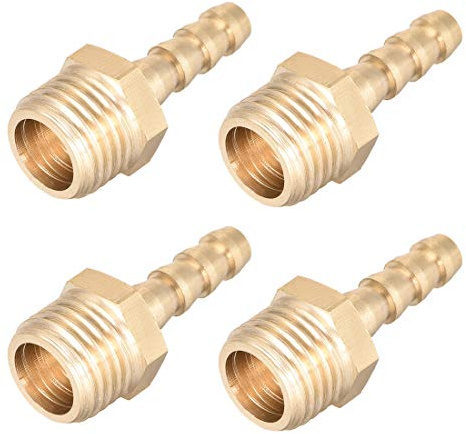 sourcing map Lot de 4 connecteurs de raccord en laiton métrique M14-1,5 mâle vers cannelé pour tuyau ID 6 mm