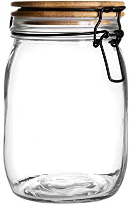 Argon Tableware Holzklammerdeckel -Lagerglas - 1L - Klarer Siegel