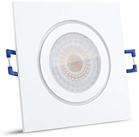 SSC-LUXon QW-2 Badeinbaustrahler LED ultra flach Dimmbar ohne Dimmer fourSTEP - 4W warmweiß 230V - IP44 Deckenspot weiß eckig
