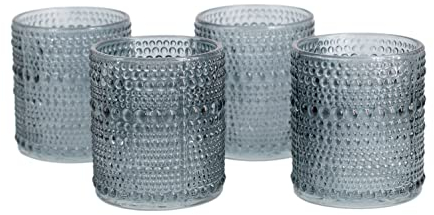 Creativery Teelichtgläser 7x8 cm 4 Stück Teelichthalter Glas Farbauswahl: Silber/grau 077