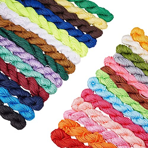 PH PandaHall 27 Colore 1mm Cavo cinese per annodare Cavo per perline in nylon intrecciato Corda per filo in nylon Macrame per fare gioielli con perline, 648m