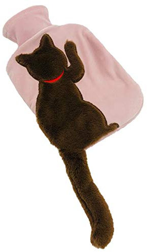 YHNJI Hot Water Bottle with Plush Cat Cover, Rubber Hot Water Bottle, Hand Warmers Hot Water Bag for Neck Shoulders Feet Warmer Menstrual Cramps