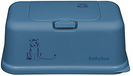 Aufbewahrungsbox für Feuchttücher, schönes Design & perfekte Funktion, unisex, langhaltende Frische und einfache Bedienung (Groß, Blau - Tiger)