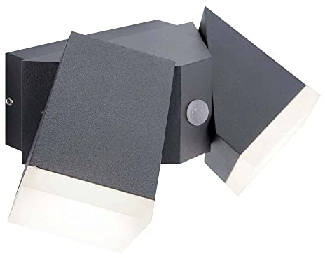 SellTec LED Wand- oder Deckenleuchte schwenkbar, Bewegungsmelder graue Fassaden-Lampe Außen IP54 anthrazit