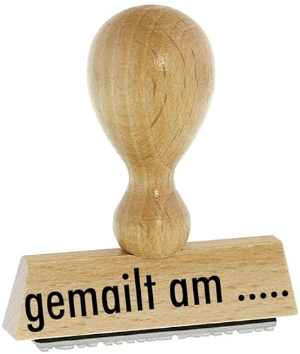 Lagerstempel – gemailt am… von Kaufhaus2010 Buchenholzstempel – Lagertextstempel zur Kennzeichnung von Rechnungen und anderen Dokumenten 4 cm lang