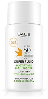 LABORATORIOS BABÉ - Super Fluid Matificante Fotoprotector SPF 50 | Protector Facial Resistente Al Agua | Crema Solar Rostro Contra Daño Solar | Ideal para Piel Grasa o Con Tendencia Acneica | 50 ml