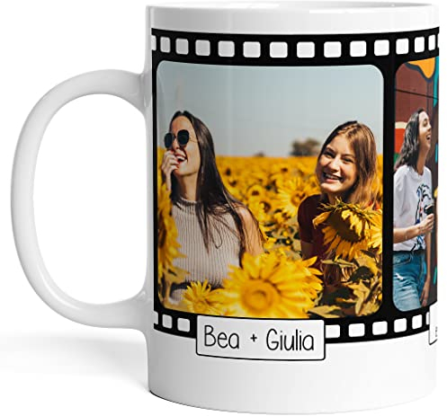 Caribu design Tazza personalizzata con Foto e Testo - Rullino Fotografico - Idea regalo originale San Valentino, Compleanno, Natale, Anniversario, Festa (3 Foto)
