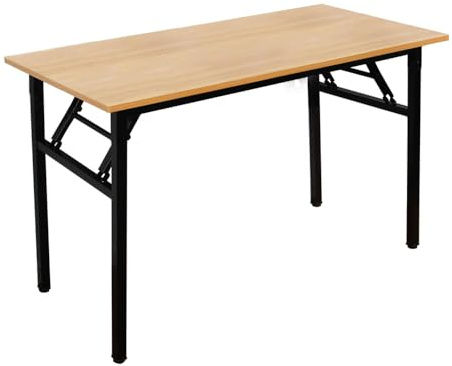 SDHYL Scrivania Pieghevole per Computer 120 x 60 cm Tavolo da Lavoro Pieghevole per Computer Tavolo da Conferenza per l'ufficio Domestico Teak Nero