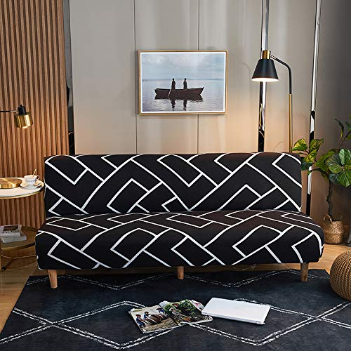 Mingfuxin Sofabezug ohne Armlehnen, Spandex-Stretch-Futon-Schonbezug, rutschfest, elastisch, für Klappsofa mit 2 - 3 Sitzern, ohne Armlehnen (bedruckt # 3266)