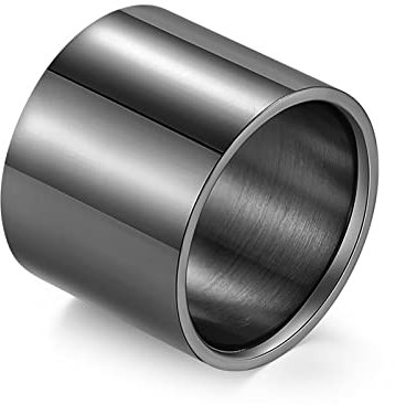 Skcess Männer Ringe Schwarz, Ring für Männer Edelstahl Glänzender Langer Lauf Ringe Herren Geschenke für Männer Größe 62 (19.7)