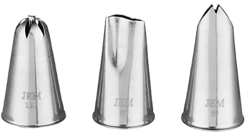 PME NZ1003 Jem Nozzles Set – Small Flowers Collection, Pack of 3, Stainless Steel, Silver
