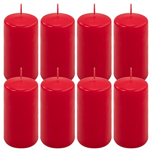 Stumpenkerze rot Höhe 10 cm Ø 5 cm lange Brenndauer Rund-Kerze Säulenkerzen Kerzen-Deko Tafelkerzen Weihnachts-Kerzen Hochzeits-Deko (8)