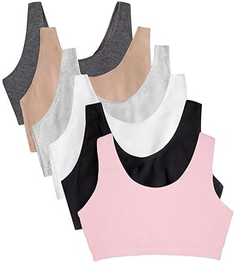 Fruit of the Loom Women's Built Up Tank Style Sports Bra, Sand/White/Heather Grey/Black/Blush/Charcoal, 46