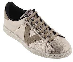 Victoria Damen Tenis Metal Efecto Piel Sneaker, Platino, 36 EU