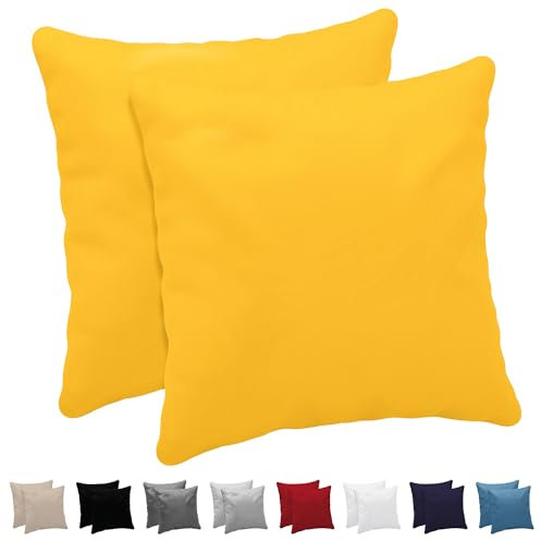Dreamzie Kissenbezug 40x40 (Set mit 2) - 100% Jersey Baumwolle 150 g/qm Kissenbezüge -Gelb - Für Kissenbezug 40x40 Baumwolle - Kissenhülle - Resistent und Hypoallergen