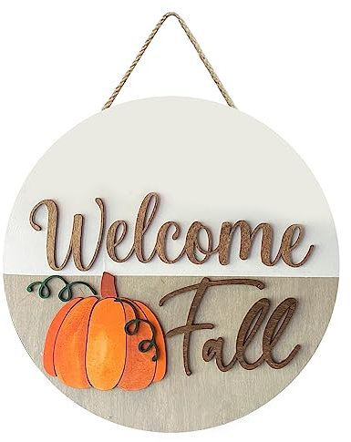 Hello Fall Willkommensschild für Haustür Herbst Kränze Türschild Holz zum Aufhängen Kürbis Outdoor Türkranz für Zuhause Bauernhaus Thanksgiving Türdekoration (C, One Size)