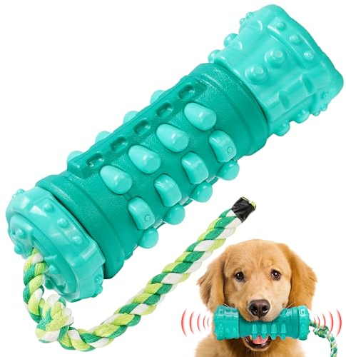 BELLE VOUS Hundespielzeug unzerstörbar mit Zugseil - Robustes Hunde Kauspielzeug - interaktives Puzzlespielzeug unkaputtbar - für jeden Hund - Hundezahnbürste