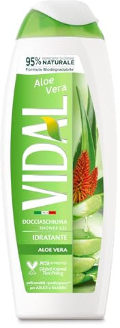 Vidal - Docciaschiuma Aloe Vera, Formula Idratante e Ipoallergenica, Dermatologicamente Testato, 250ml
