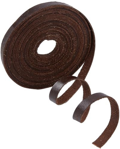 GORGECRAFT 5m*8mm*1mm Striscia di Cinturino In Pelle Cavo di Cuoio Piatto Corda In Vera Pelle Pelle di Vacchetta Naturale Fili per Intrecciare Corda per Braccialetti Collana Creazione, Caffè