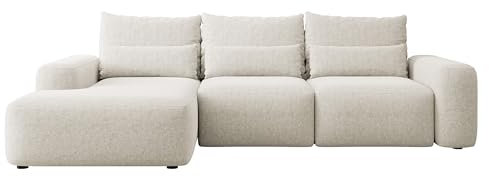 Selsey Sofa Ecksofa Eckcouch Schlafsofa Couch Mit Stauraum Schlaffunktion Pflegeleicht Mit Kissen Lendenkissen L Form Freistehend Links Chenille Creme Carnos