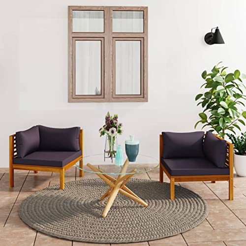 Camerina Ecksofas 2 STK. mit Dunkelgrauen Kissen Massivholz Teak Couch Sofa mit Schlaffunktion und Bettkasten Schlafsofa Polsterecke Couchgarnitur Ecke Bettcouch