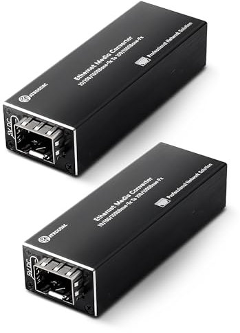 Atroodac EIN Paar Gigabit Glasfaser Ethernet Medienkonverter LWL 1.25G SFP Slot zu RJ45 Kompatibel mit 100/1000BASE-SX Mini Medienkonverter FX Port Supports Hot-Swappable