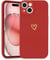 Wirvyuer Compatible with iPhone 13 Case Cute Heart Pattern Protective Shockproof Soft Slim Silicone Phone Case for Women Girls,Bright Red