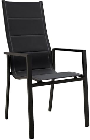 OUTLIV. Stapelsessel hoch Melbourne, Gartenstuhl aus Aluminium/Textilene, witterungs- und uv-beständig, stapelbar, Anthrazit
