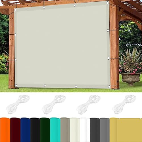 Toile Ombrage Anti UV 3.3 x 9.5 m 98% UV Protection,Polyester, Toile de Jardin Imperméab avec 4 X Cordes de 1.5M pour Pergola, Fleurs, Patio Lawn., Ivoire