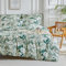 Lekesky 200 Thread Cotton King Size Duvet Cover Sets Green Bedding Set, Printed Floral Flowers King Size Duvet Cover with Pillowcases Zip Closure, Cotton Duvet Cover 230x220 cm, Green/Printed