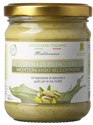 Benessere Italiano - Crema di Pistacchio 100% ingredienti naturali - 190g - Crema dolce di pistacchi, senza glutine, senza olio di palma