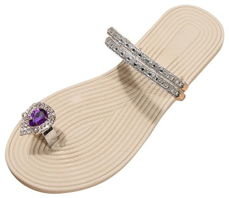 Generisch Sommerschuhe Damen Sandalen Sommer Flache Zehentrenner Slim Crystal Glamour Mit Blumen Badelatschen Elegant Slides Für Strand Fußbett Strand Schuhe Sandaletten Bohemian Flip Flops Mädchen