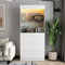 PREMTURE Glasvitrine,Vitrinenschrank, Vitrine,2 Türige, 3 Schubladen Glas Vitrinenschrank für Wohnzimmer, Esszimmer, Büro, Küche, MDF, Weiß，80×40×180 cm