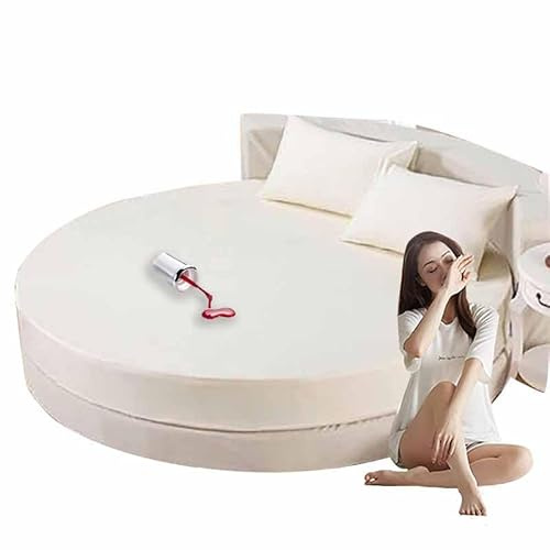 HLTQL Matratzenschoner Wasserdicht Matratzenauflage Wasserdicht Runder Matratzen Topper Spannbettlaken Boxspringbett Atmungsaktiv Mattress Protector(B,Diameter210cm)