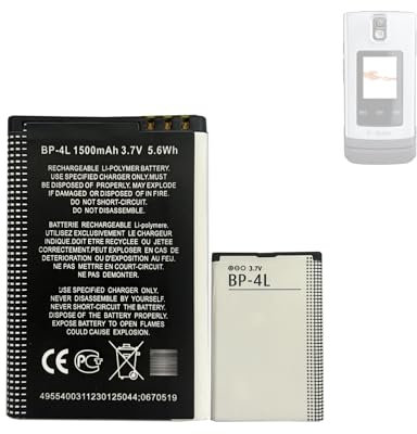 HIGHAKKU Ersatzakku BP-4L kompatibel mit No-kia 6650f, 6760s, E52, E55, E61i, E71, E72, E90, N810 Internet Tablet, N97