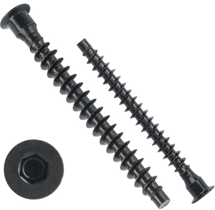 Lot de 20 vis de confirmation M7 x 50 mm noires à tête fraisée hexagonale pour meubles en acier carbone plaqué zinc