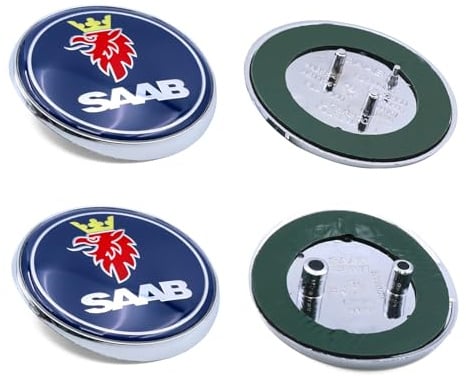 Set di 2 distintivi rotondi in plastica Griffin adatti per Saab 93 9-3 95 9-5 2003-2010 auto cofano anteriore e bagagliaio posteriore emblema adesivo 12844161 1278587 (blu)