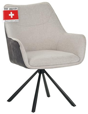 Albatros Drehstuhl ZADAR, Moderne Drehstühle fürs Esszimmer, Küche, Konferenzraum oder Büro - Küchenstühle Esszimmerstühle mit Drehfunktion und Dicker Polsterung, Stoff Beige
