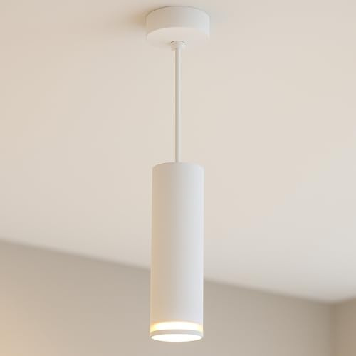 CGC Lighting Indoor Ceiling Hanging Pendant Spotlight GU10, Adjustable, LED, Wall Downlight, Surface Mount (White Hanging)