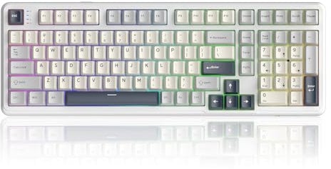 ATTACK SHARK X98 RGB Mechanische Gaming-Tastatur mit 102 Tasten, mit Nummernblock, BT5.0 & 2,4G Kabellos & USB-C Kabelgebunden Tri-Mode, Gasket Hot-Swap Linear Switch, 4000mAh-Akku, QWERTY - Weiß