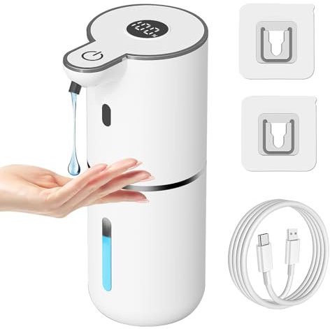 OHIFAST Automatic Liquid Soap Dispenser Touchless, USB Rechargeable Smart Hand Soap Dispenser, 6-Level Adjustable, 12.8oz/380mL Wall Mounted for Bathroom Kitchen Accessories Dish Soap-White