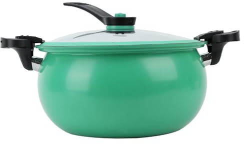Pentola a pressione, pentola a pressione rapida da 11 pollici con maniglia di bloccaggio, micro-stockpot antiaderente per gas, induzione (verde)