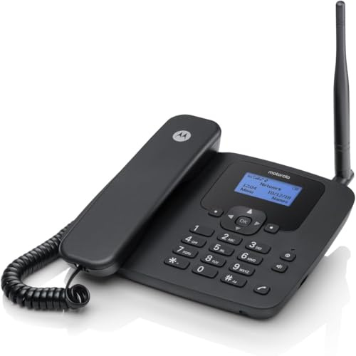 Motorola FW410 4G Fixed Wireless Desktop Telephone with hotspot, GSM quad band, no landline required, 2.2 backlit display, unlocked, antenna, battery backup (Renewed)