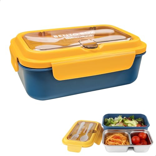 mimzemamz Snack Box,Fiambrera Tapa de Tenedores y Cucharas Incluidos,Fiambrera Colegio con Compartimentos Para Lievar,Mantener Frescos,Frigorífico,Fruta,Dulces,Galletas