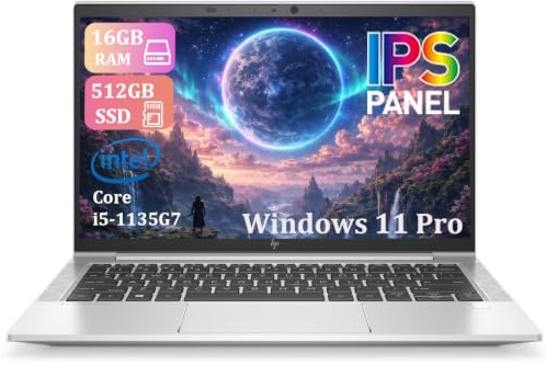 HP Elitebook 830 G8 Business Laptop, 13.3-Inch FHD (1920x1080), Intel Core i5-1135G7, 16GB RAM, 512GB SSD, QWERTY Keyboard, Windows 11 Pro (Renewed)