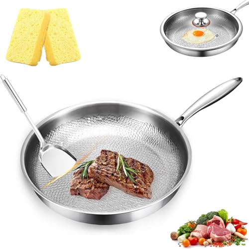 Gienslru Titan Premium Padella, Tovara Titanium Pro, padella in titanio da 26/28/30 cm, con Lid, set di pentole e pani, perfetta per ogni piano cottura (non Lid, 26 cm)