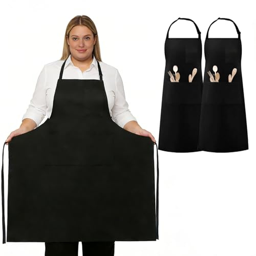 lafo schürze übergröße schwarze schürze, kochschürze herren Damen Unisex, küchenschürze mit 3 Taschen (2)
