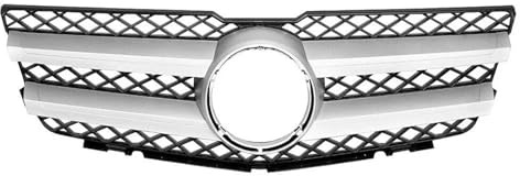 Front Doppel Rippen Grill Für Benz Für GLK-Klasse X204 Für GLK280 Für GLK300 Für GLK350 Kühlergrill Im Diamant Design Oberer Bereich Glänzend Schwarz Frontstoßstange(FCL2-Chrome Silver)