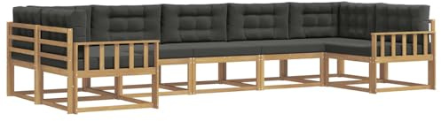 vidaXL Outdoor-Sofagarnitur mit Kissen 7 pcs Weiß und Anthrazit, Modernes Ecksofa-Set, stylische Gartenlounge, Möbel für Terrasse, wetterfest am Pool