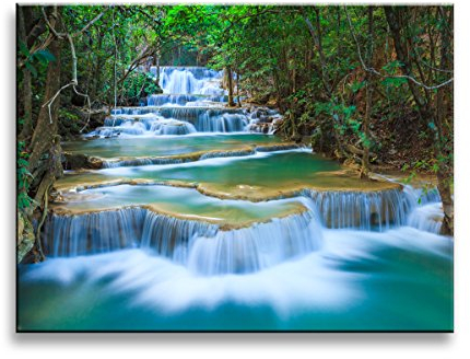 Visario Bild auf Leinwand Wasserfall 4304-SCT deutsche Marke und Lager - Die Bilder/das Wandbild/der Kunstdruck ist fertig gerahmt 40 x 30 cm